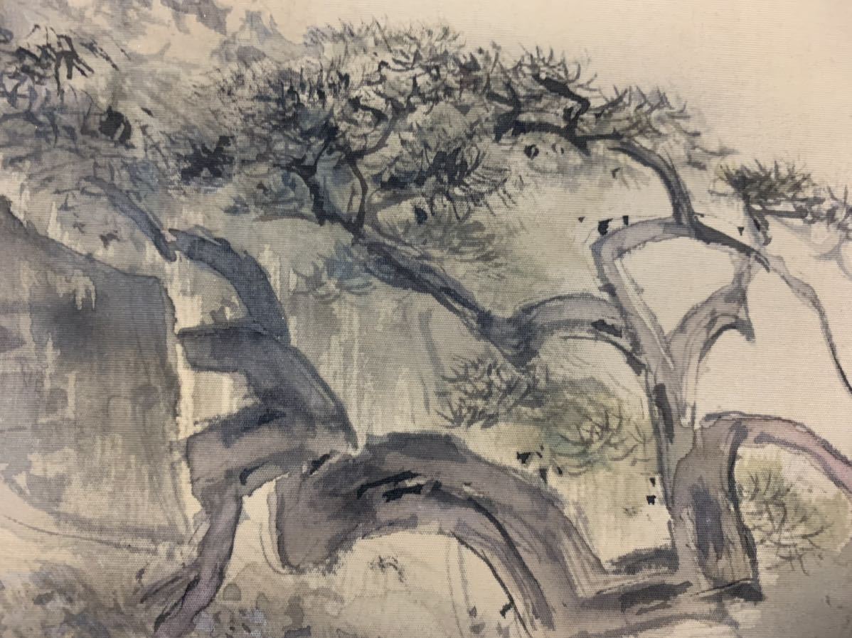模写】(蜩88) 木村杏園 山水 清渓 絹本 掛軸 日本画 共箱 約 模写】(蜩88) 木村杏園 山水 清渓 絹本 掛軸 日本画 共箱 約