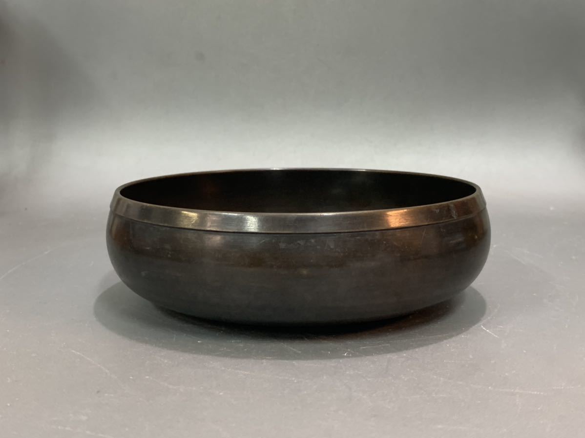 茴61)時代 砂張銅 建水 こぼし 茶道具 共箱 古玩 古美術 約545g