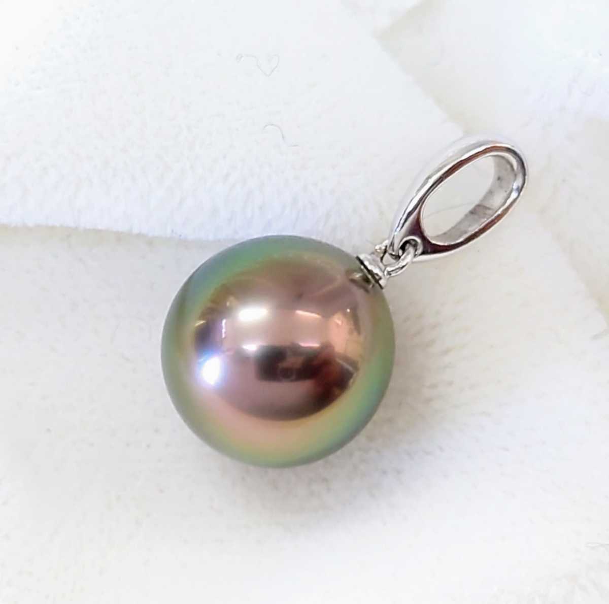 K18 MIKIMOTO Mikimoto black pearl necklace top pendant head pearl 10.5mm white gold *gh*50