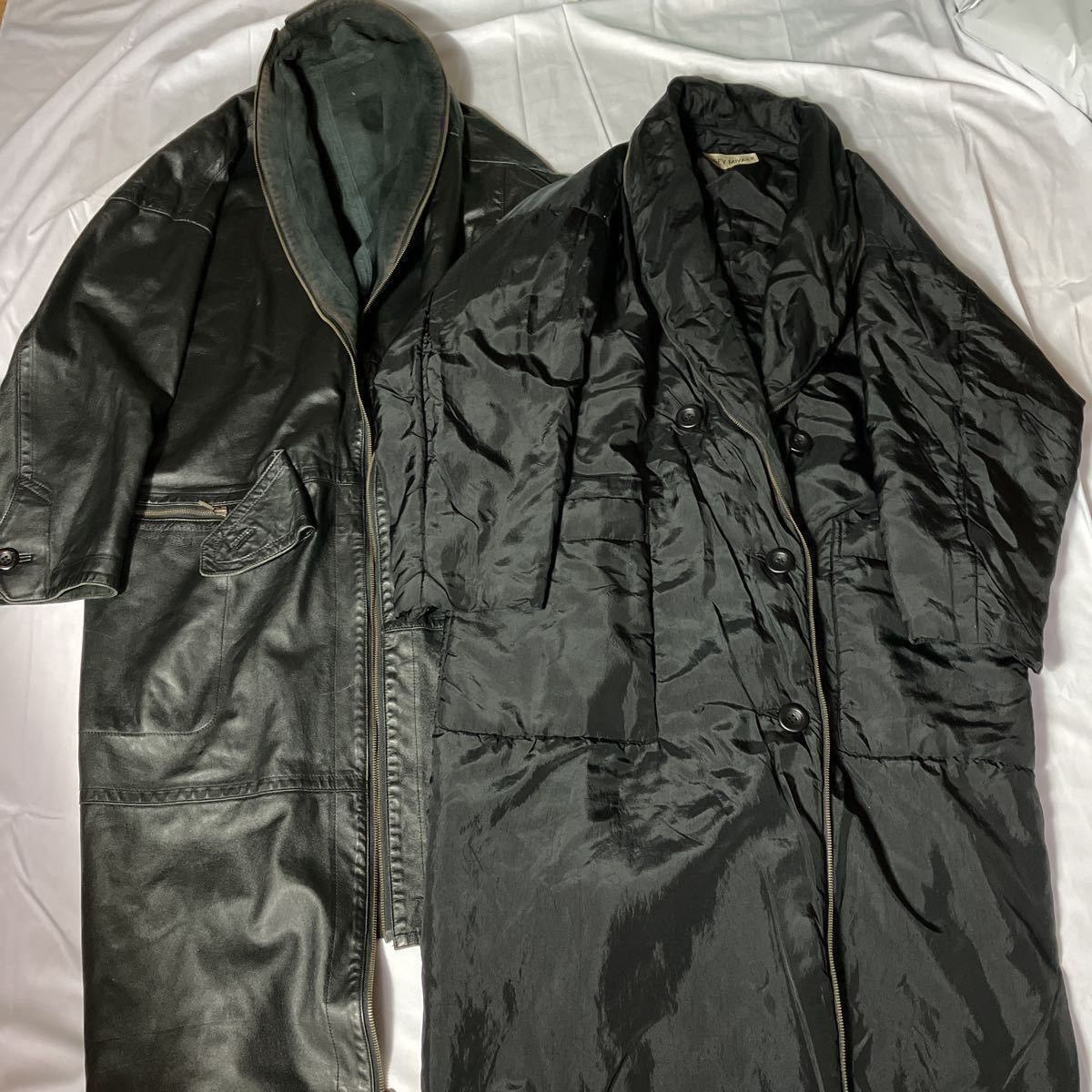 品 ISSEY MIYAKE イッセイミヤケ ロングコート ドッキングコート 切替 オンラインストア卸値 イッセイミヤケ 革ジャン 羊革 レザージャケット