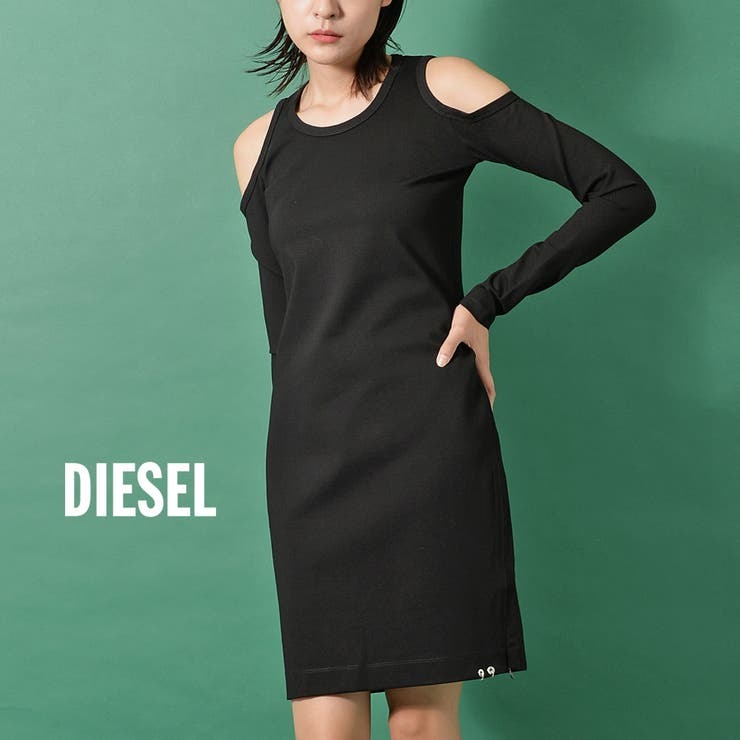 定価：27,500円 ☆ DIESEL ☆ 新品タグ付 オープンショルダー　 スウェット ワンピース / 黒 / ブラック / ディーゼル / レディース