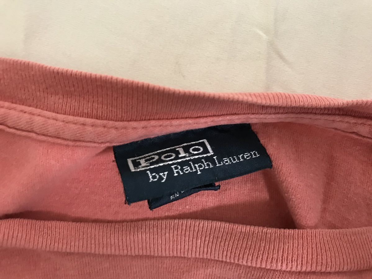 本物ポロラルフローレンPOLO RALPH LAURENコットン半袖TシャツメンズビジネススーツアメカジミリタリーサーフMピンクホンジュラス製