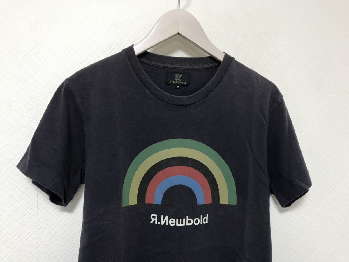 本物アールニューボールドR.NEWBOLDコットンロゴプリント半袖TシャツメンズアメカジビジネススーツサーフストリートグレーM