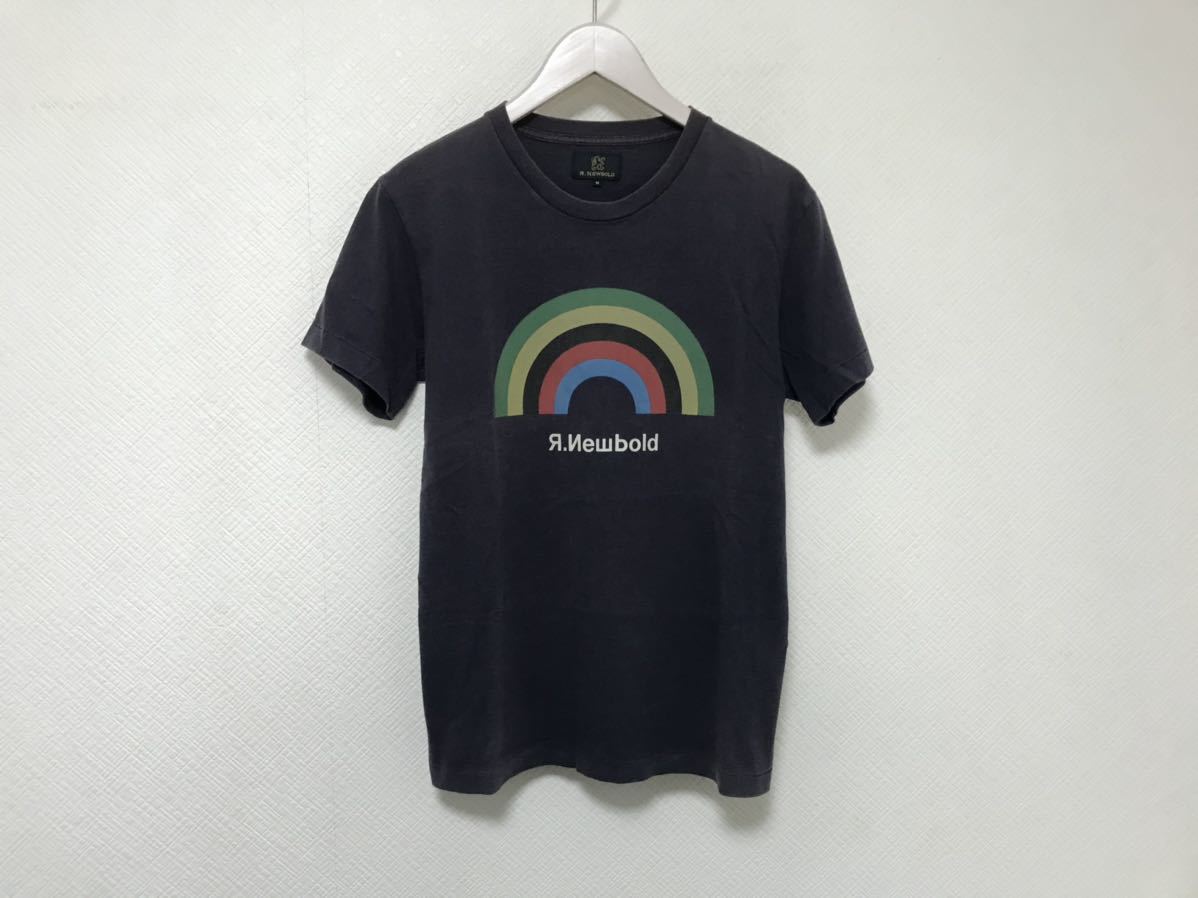 本物アールニューボールドR.NEWBOLDコットンロゴプリント半袖TシャツメンズアメカジビジネススーツサーフストリートグレーM