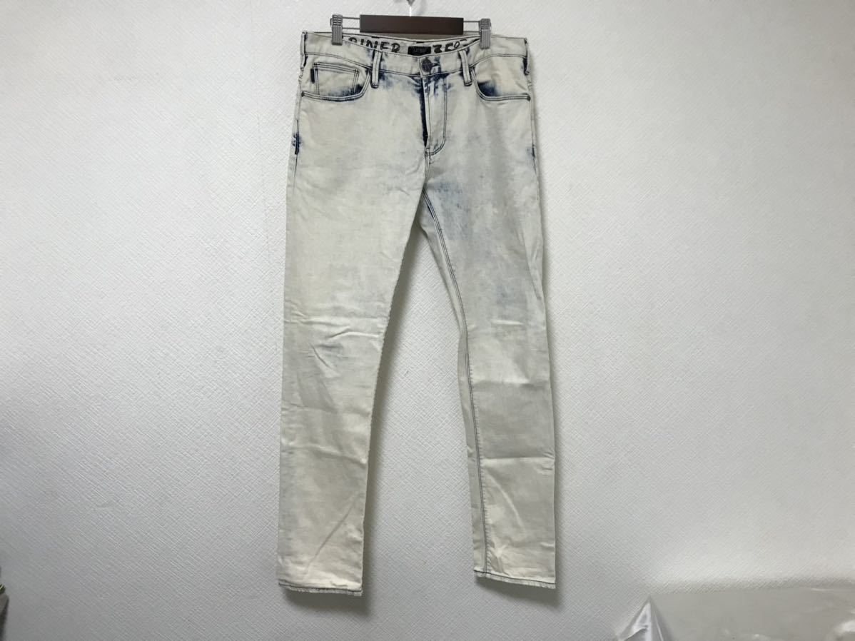 本物アルマーニジーンズARMANI JEANSコットンホワイトデニムパンツビジネススーツアメカジメンズミリタリー30M白青