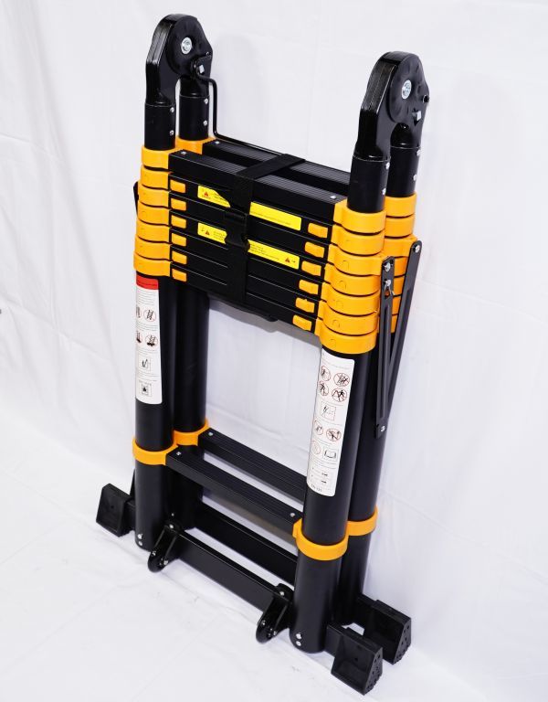  compact storage possibility flexible type stepladder 3.3m+3.3m combined use ladder 6.6m black! height adjustment free . possibility! high intensity aluminium . robust! ladder heights work .