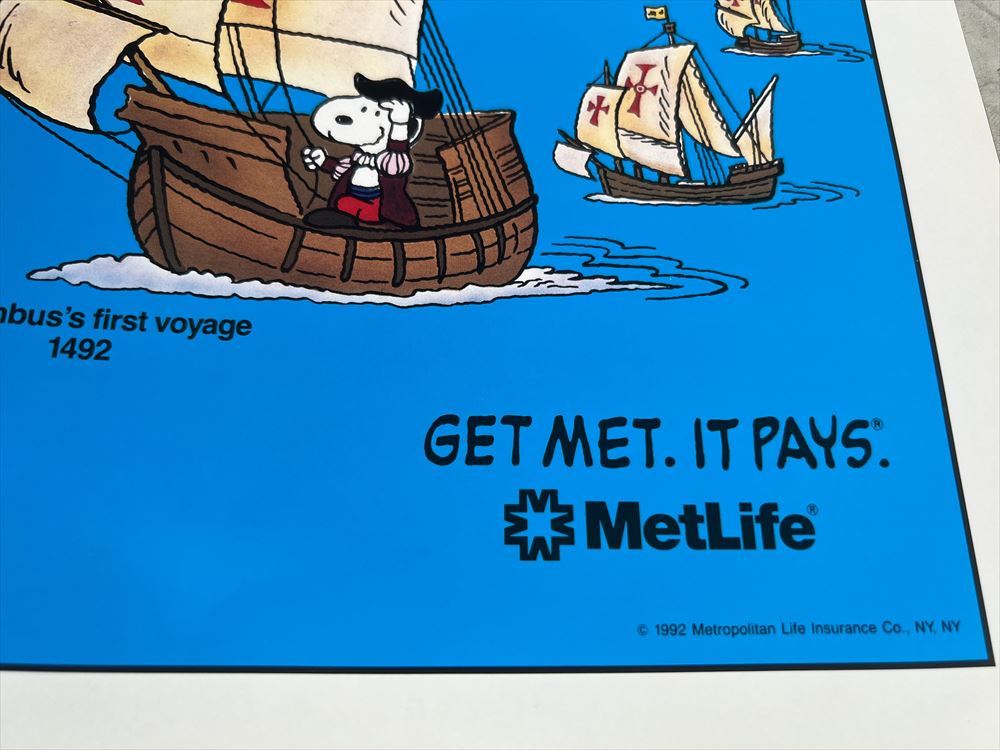 sale☆90s Metlife Snoopy Map Poster/メットライフ スヌーピー マップポスター/ヴィンテージ/ピーナッツ/170676428_画像3