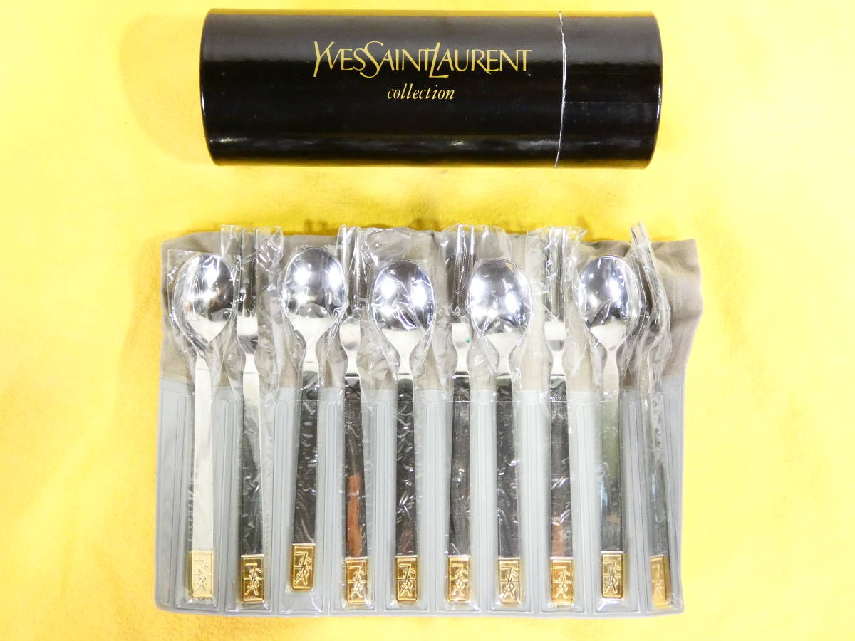 未使用！ YSL イブサンローラン カトラリー フォーク スプーン セット ※訳あり@送料520円(8677-5/5)