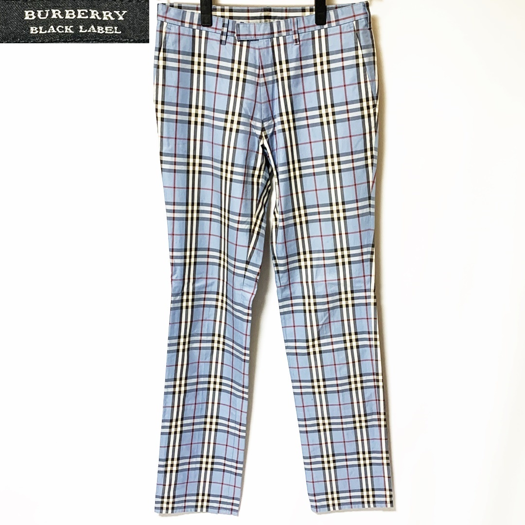 即決 BURBERRY BLACK LABEL W31位 ノバチェック パンツ バーバリー