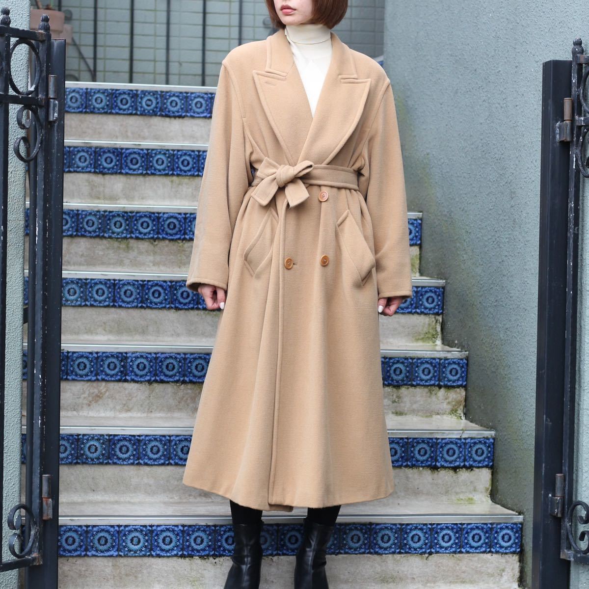 MARELLA ANGORA BREND WOOL BELTED COAT MADE IN ITALY/マレーラアンゴラ混ウールベルテッドコート MARELLA ANGORA BREND WOOL BELTED COAT MADE IN ITALY/マレーラアンゴラ混ウールベルテッドコート