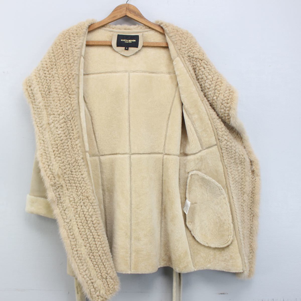NORTH BEACH MOUTON BELTED COAT MADE IN KOREA/ノースビーチムートンベルテッドコート