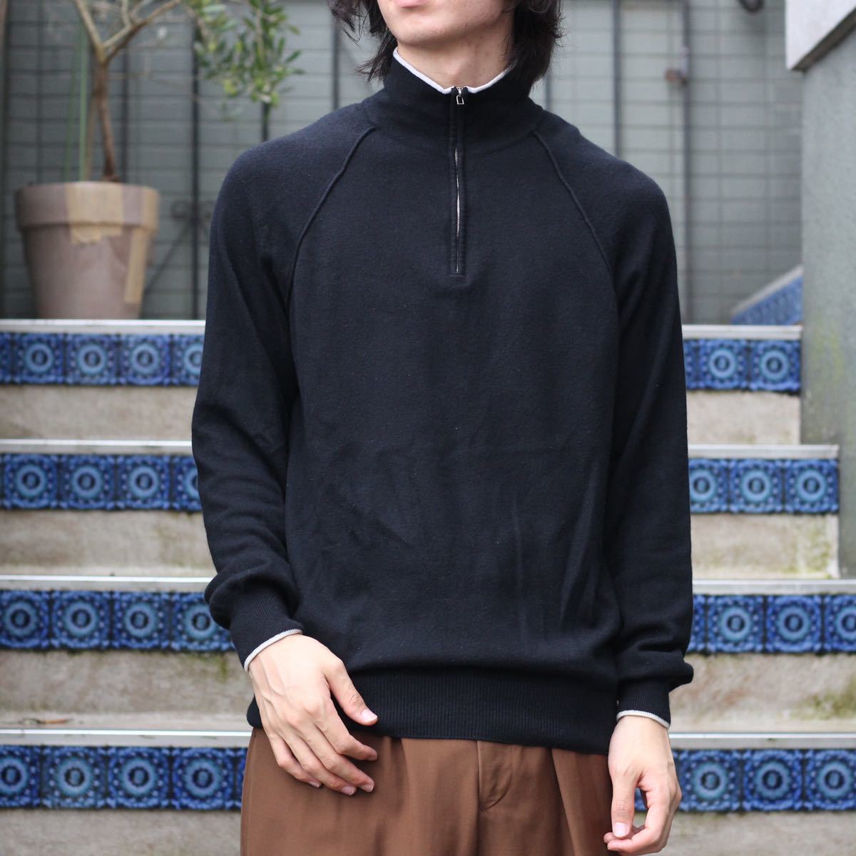 美品】 HERMES カシミヤ100% レイヤード ニット H柄 ME-