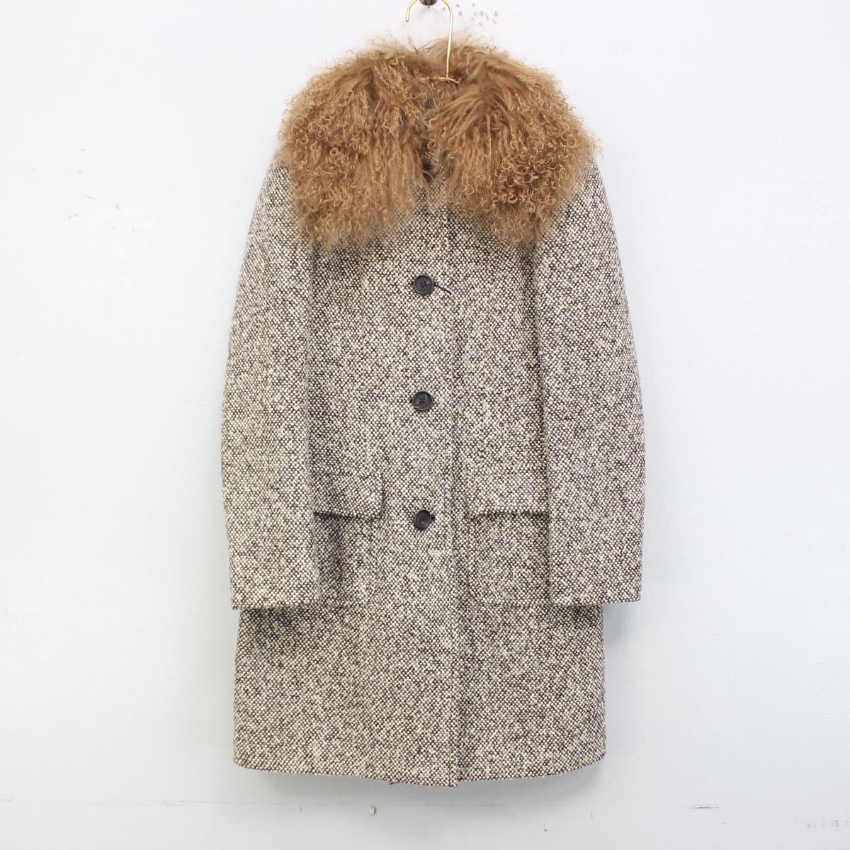 MIUMIU FUR WOOL COAT MADE IN ITALY/ミュウミュウファーウールコート