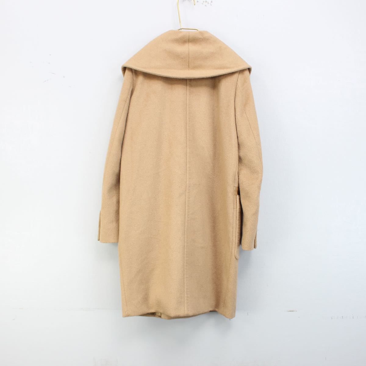 MAX MARA WHITE TAG CAMEL100% SHAWL COLLAR COAT MADE IN ITALY/マックスマーラキャメル100%ショールカラーコート