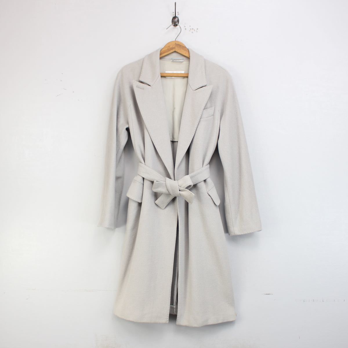 MAX MARA WHITE TAG CASHMERE ANGORA BREND BELTED COAT MADE IN ITALY