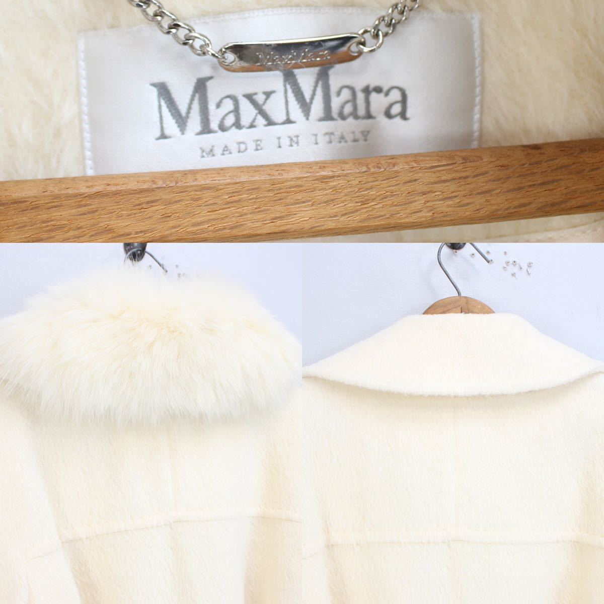MAX MARA FOX FUR ALPACA SHAWL COLLAR BELTED COATマックス MAX MARA FOX FUR ALPACA SHAWL COLLAR BELTED COATマックス