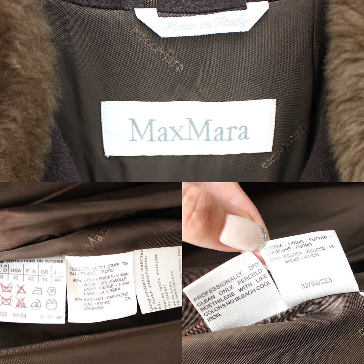 MAX MARA WHITE TAG CASHMERE BREND WOOL FUR CHESTERFIELD COAT
