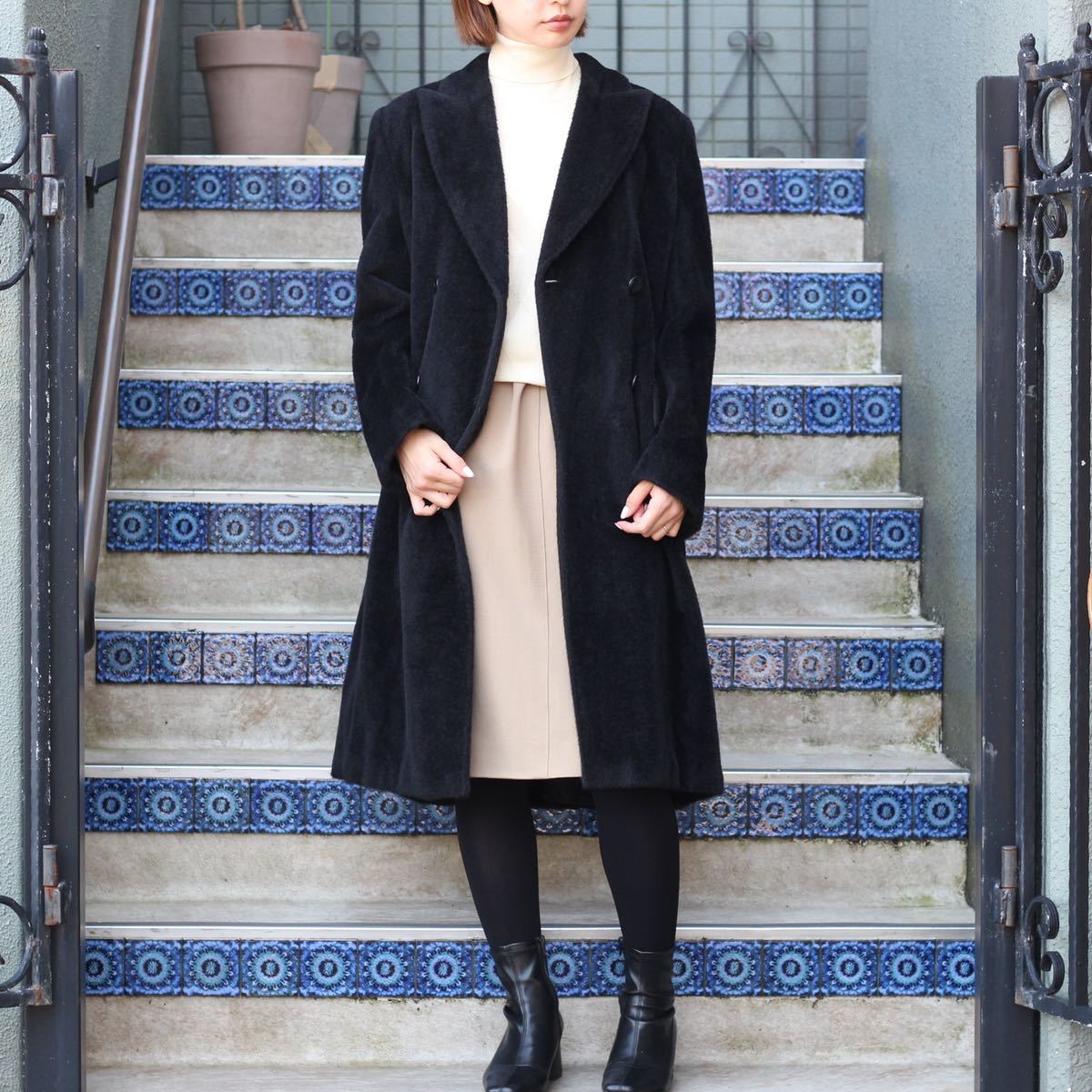 MAX MARA WHITE TAG ALPACA BREND CHESTERFIELD COAT MADE IN ITALY/マックスマーラ白タグアルパカ混チェスターフィールドコート