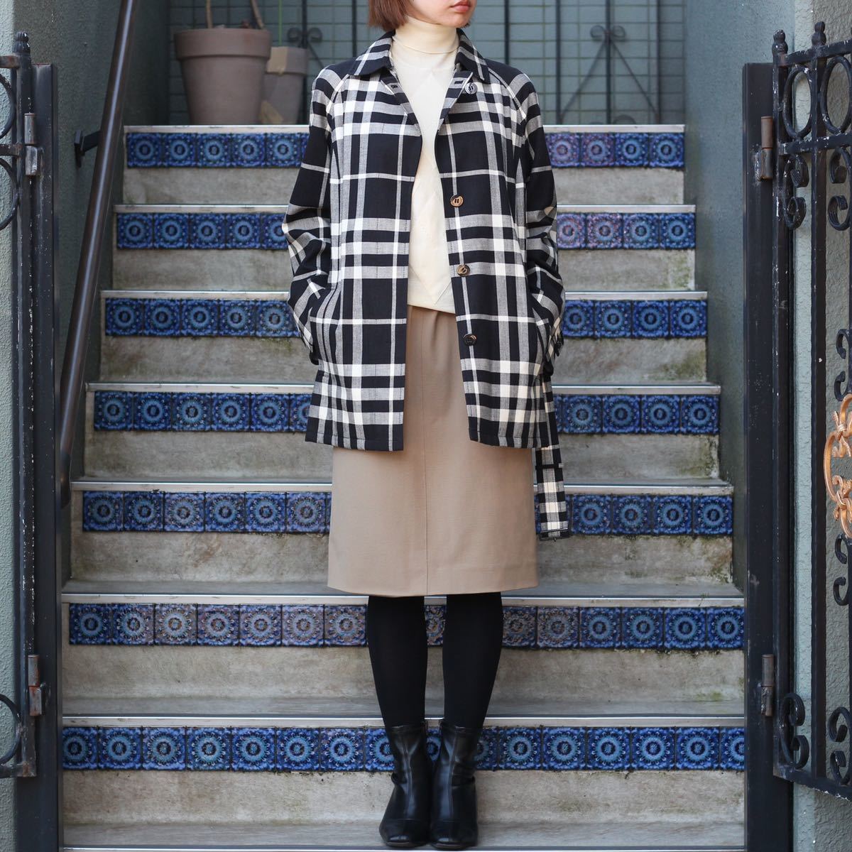 BURBERRY LONDON CHECK PATTERNED SINGLE TRENCH COAT/バーバリーロンドンチェック柄シングルトレンチコート