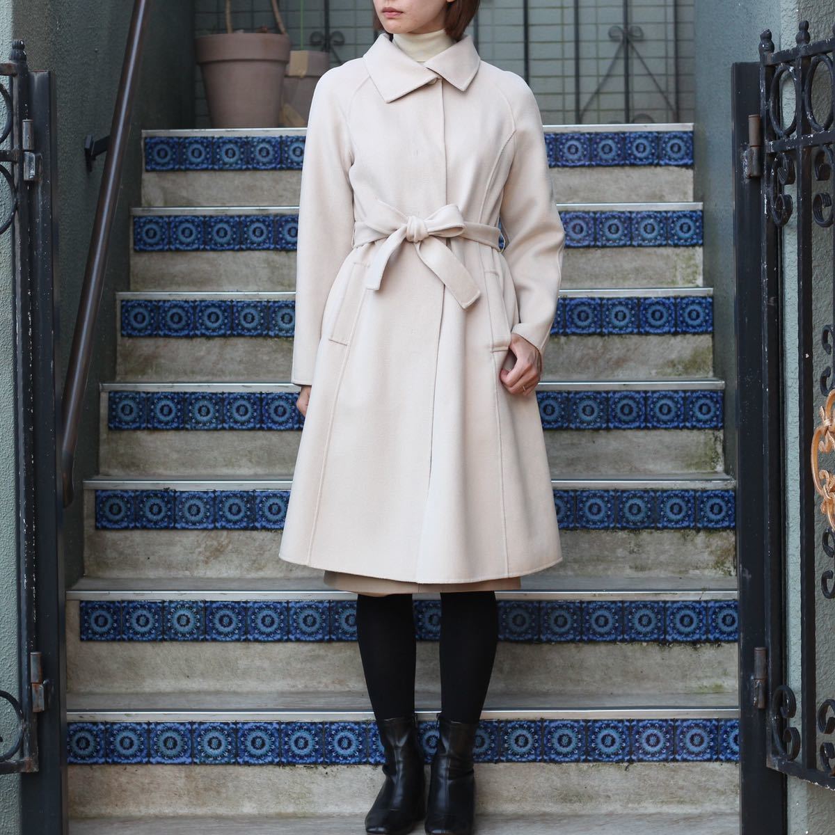 お試し価格！】 MAX MARA STUDIO ANGORA CASHMERE BREND BELTED COAT