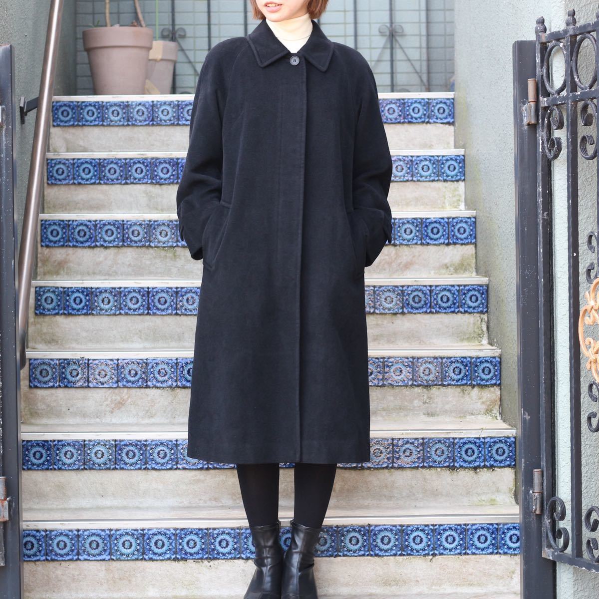 BURBERRY LONDON ANGORA BREND WOOL BALMACAAN COAT/バーバリー 