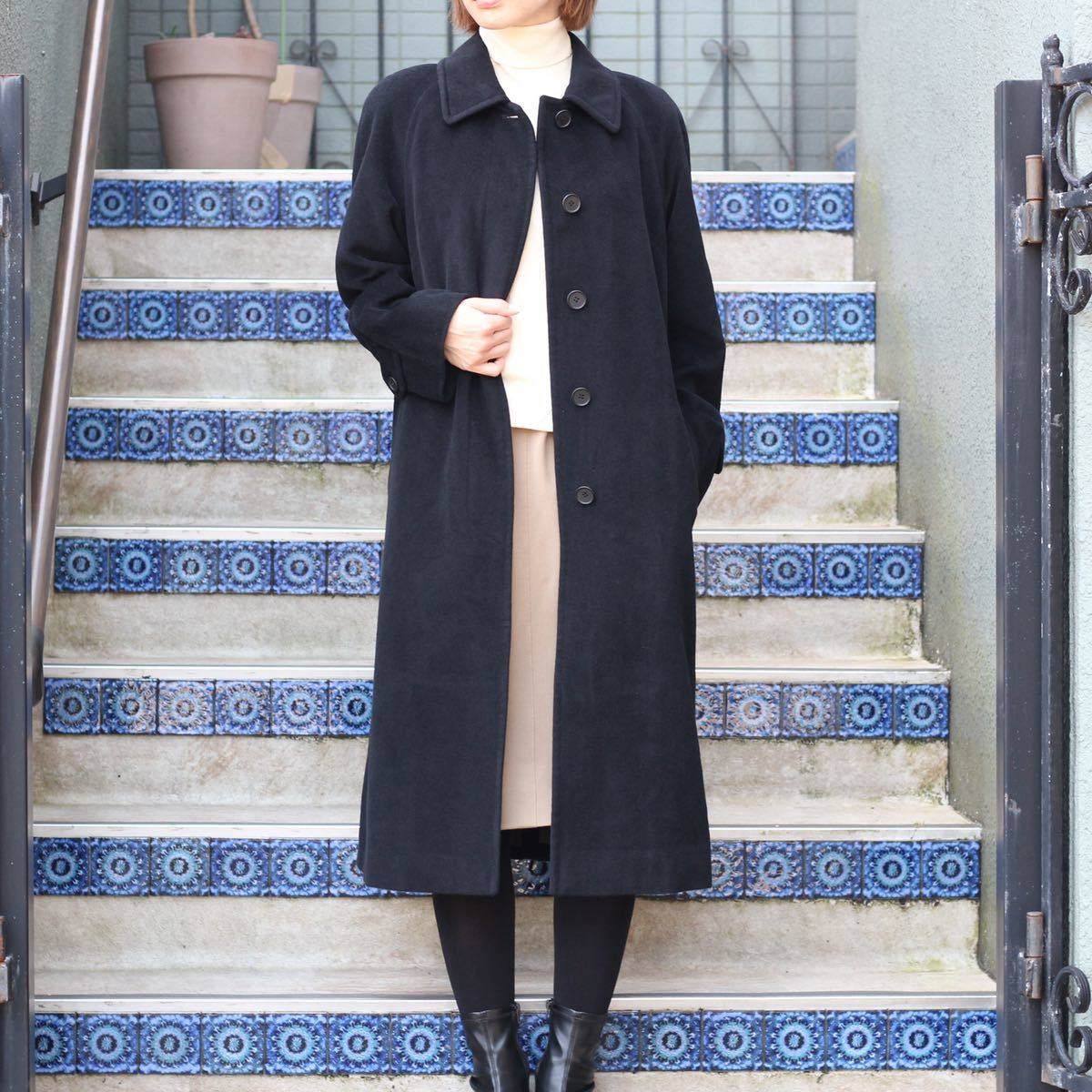 BURBERRY LONDON ANGORA BREND WOOL BALMACAAN COAT/バーバリー