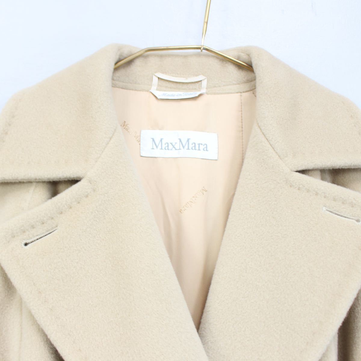 MAX MARA WHITE TAG CASHMERE BREND WOOL BELTED COAT MADE IN  ITALY/マックスマーラ白タグカシミヤ混ウールベルテッドコート