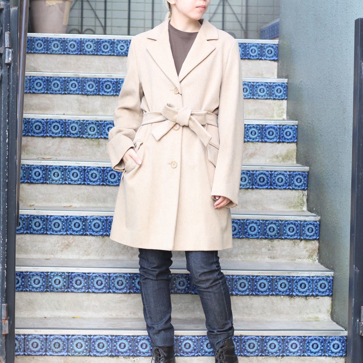 MAX MARA WOOL BELTED CHESTERFIELD COAT MADE IN ITALY/マックスマーラウールベルテッドチェスターコート