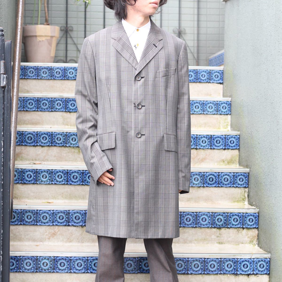 DRIES VAN NOTEN CHECK PATTERNED CHESTERFIELD COAT/ドリスヴァンノッテンチェック柄チェスターフィールドコート