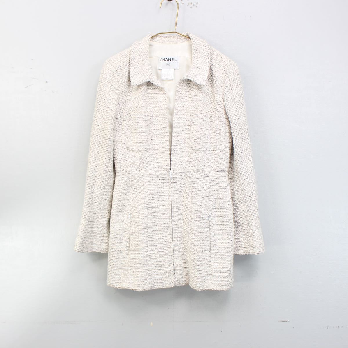 CHANEL 02P COCO MARC HALF ZIP TWEED COATMADE IN FRANCE/シャネルココマークハーフジップツイードコート_画像4