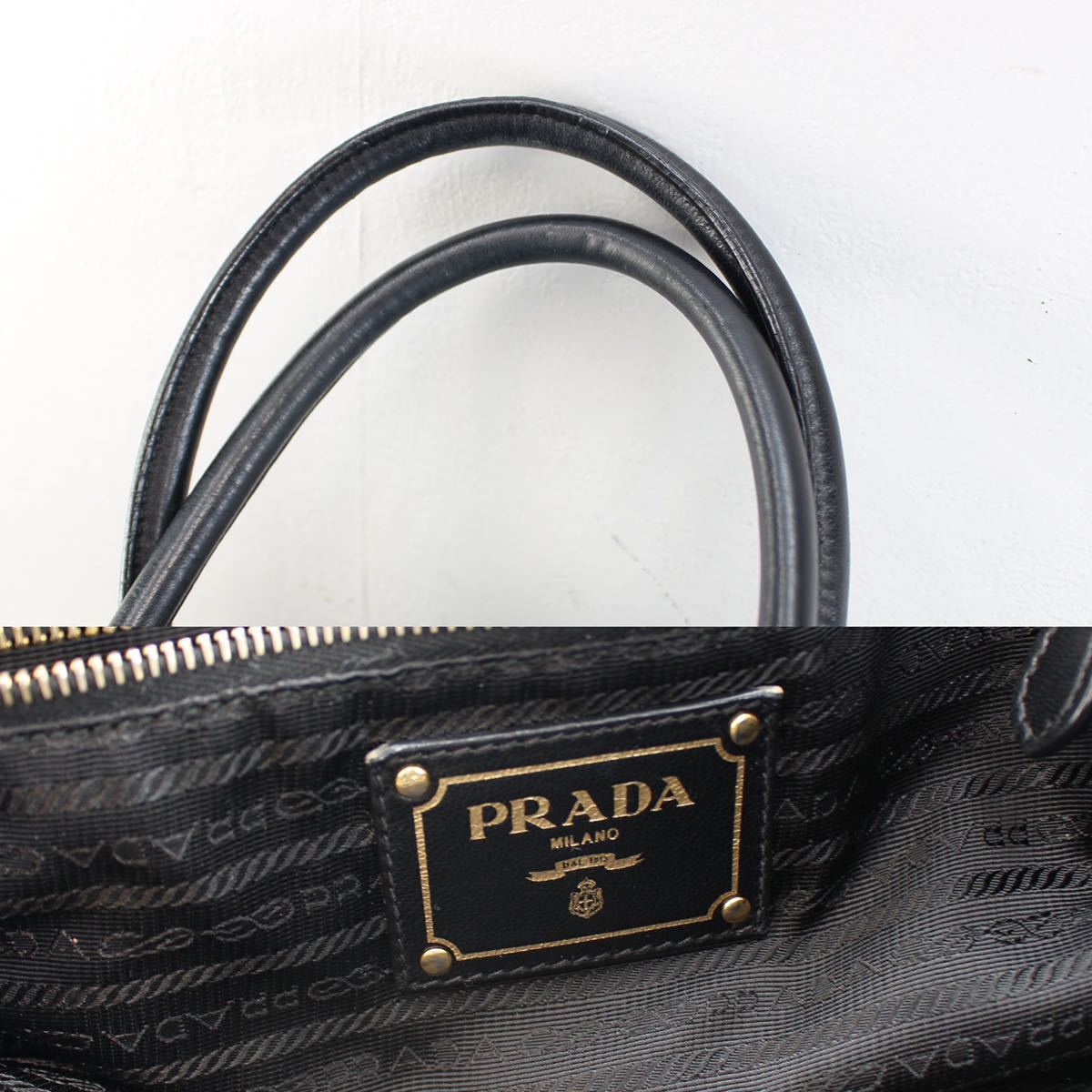 PRADA LOGO RIBBON LEATHER 2WAY SHOULDER BAG/プラダロゴリボンレザー2wayショルダーバッグ_画像9