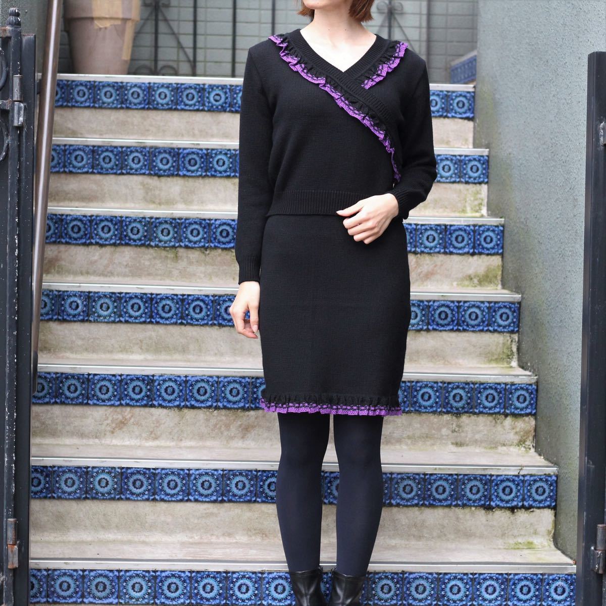 Christian Dior FRILL DESIGN WOOL SET UP SKIRT/クリスチャンディオールフリルデザインウールセットアップスカート_画像1