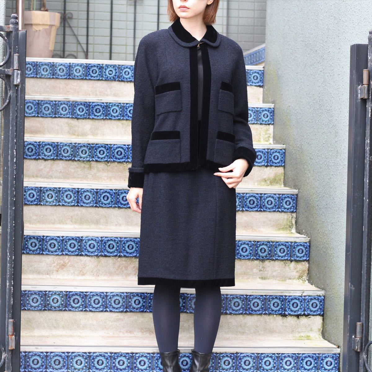 CHANEL WOOL VELOUR SET UP/シャネルウールベロアセットアップ