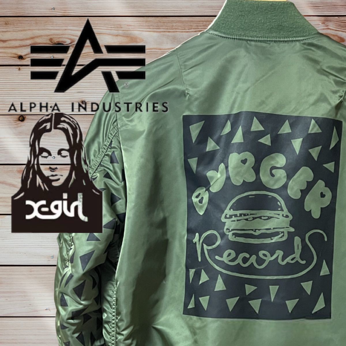 ALPHA INDUSTRIES × X-girl × BURGER RECODRS MA-1 JACKET