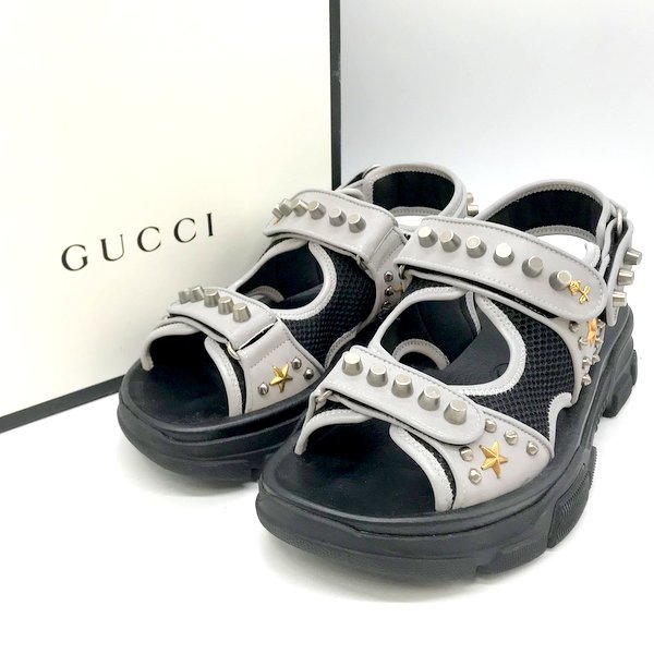 GUCCI スタッズディテール レザーサンダル Aguru 5462129Y010 スポーツ