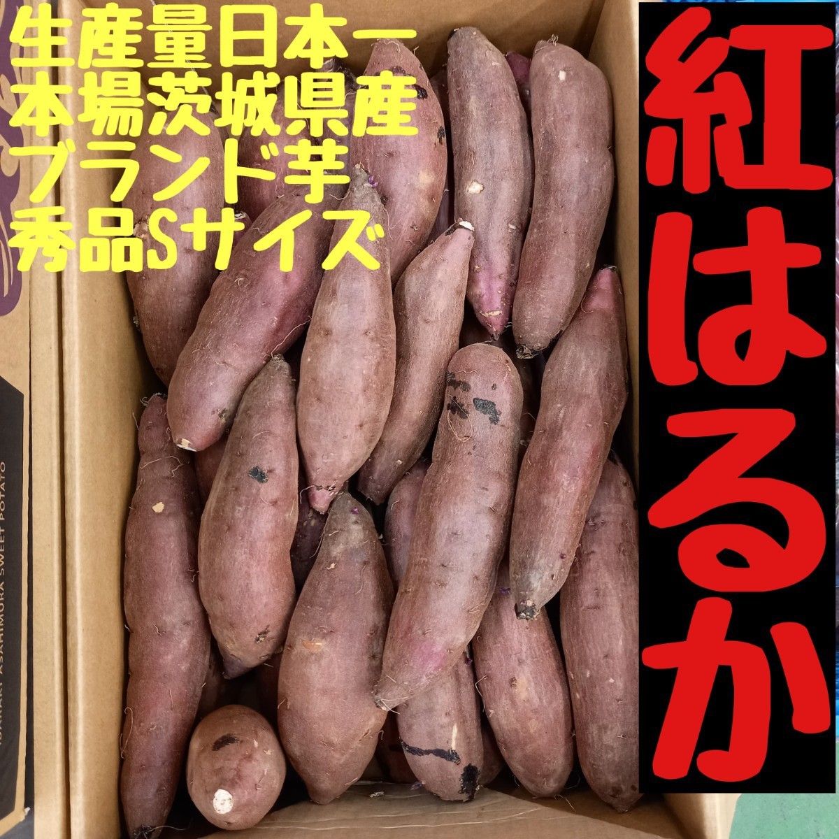 ゆうか 24㌔重量おまけ付茨城産サツマイモ紅はるかご家庭用S(2Sメイン