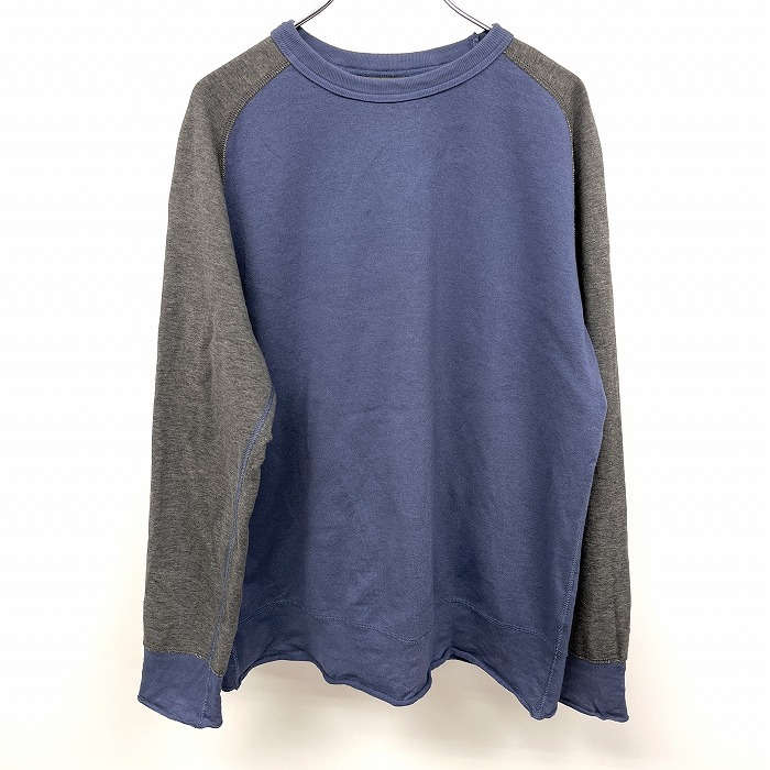 激安ブランド BLUE WORK TOMORROWLAND - L メンズ スウェッティー Tシャツ カットソー 裏毛 長袖 日本製 綿×ポリエチレン ネイビー×ヘザーグレー 紺 長袖Tシャツ 激安ブランド BLUE WORK TOMORROWLAND - L メンズ スウェッティー Tシャツ カットソー 裏毛 長袖 日本製 綿×ポリエチレン ネイビー×ヘザーグレー 紺 長袖Tシャツ