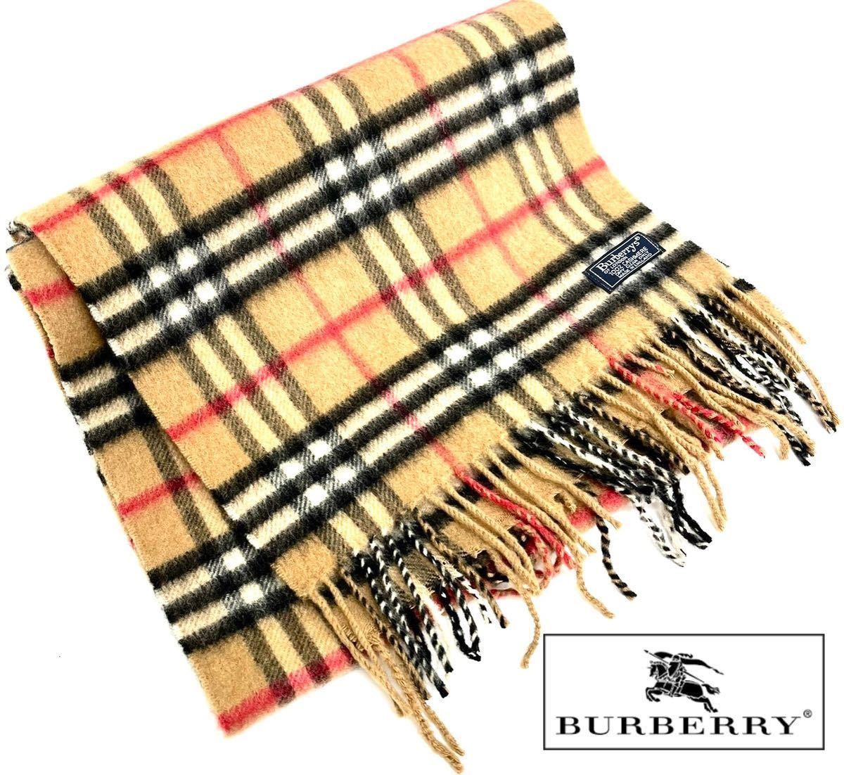 BURBERRY　バーバリー　マフラー　カシミア100％　キャメル　美品　チェックマフラー Burberrys _画像1