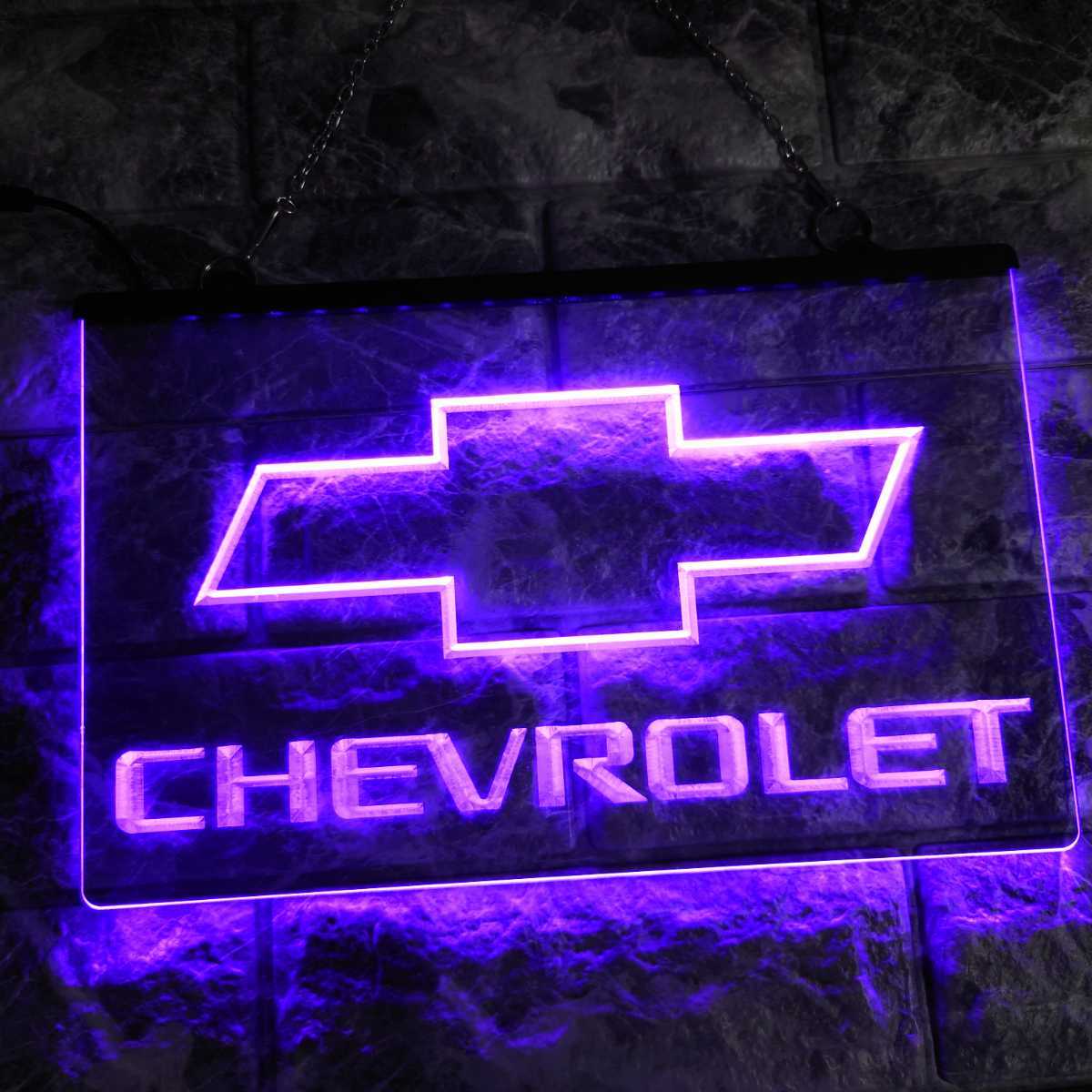 No.NE16V 送料無料 シボレー Chevrolet LED ネオン 看板 外車 アメ車 ローライダー LOWRIDER インパラ コルベット_画像1