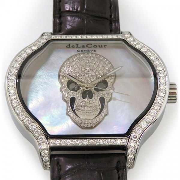 ドゥラクール deLaCour シティミディアムスカル ダイヤモンド WAST2719-1721 ホワイト文字盤 新品 腕時計 メンズ_画像1