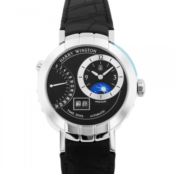 ハリー・ウィンストン　HARRY　WINSTON　プルミエール　タイムゾーン　ブラック文字盤　新品　エキセンター　メンズ　PRNATZ41WW001　腕時計