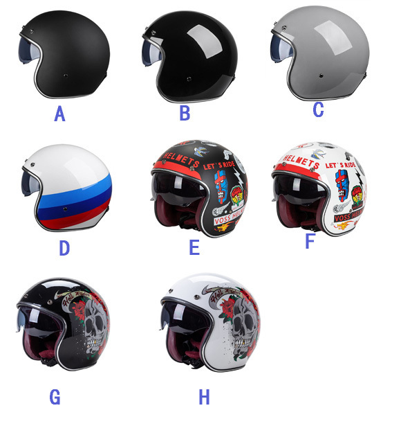 人気 バイザー付バイク 内蔵サングラス ジェットヘルメット ビンテージ ハーレー 半キャップ M -XXLサイズ 8色 VOSS-D サイズ：L_画像3