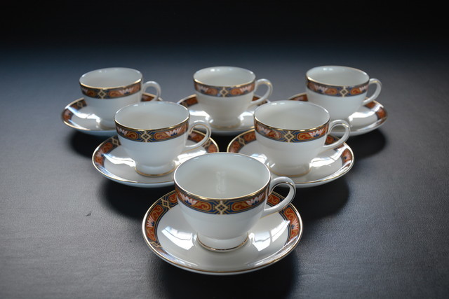 古いカップ＆ソーサー WEDGWOOD CHIPPENDALE MADE IN ENGLAND 6客SET 検索用語→Bコーヒーカップティーカップチッペンデールウエッジウッド_画像1