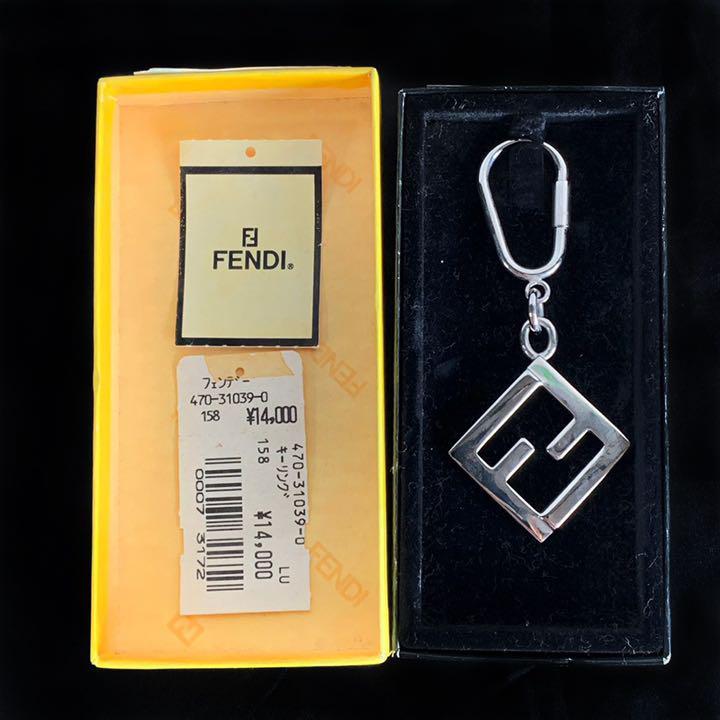 FENDI Fendi charm key holder silver logo design 