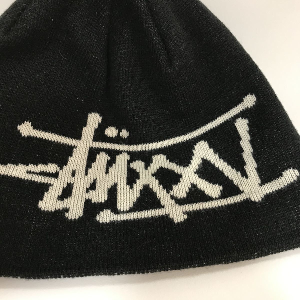 stussy old Jacquard Beanieステューシー ビッグ デカ ロゴ ジャガード 