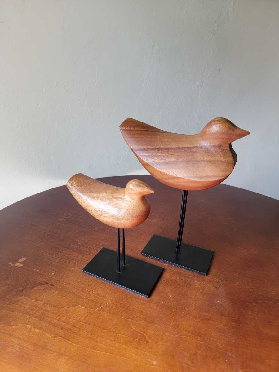 モダン ウッドカービング 2体セット 木製 バード 鳥 北欧 モダン ウッドカービング 2体セット 木製 バード 鳥 北欧