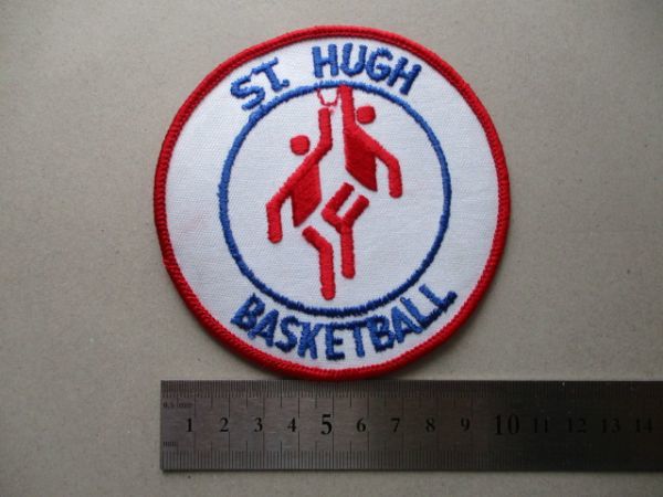 80s ST.HUGH BASKETBALL刺繍ワッペン/USAビンテージ少年スポーツ学校バスケBASKET-BALLバスケットボールpatchesアップリケ V189_画像7