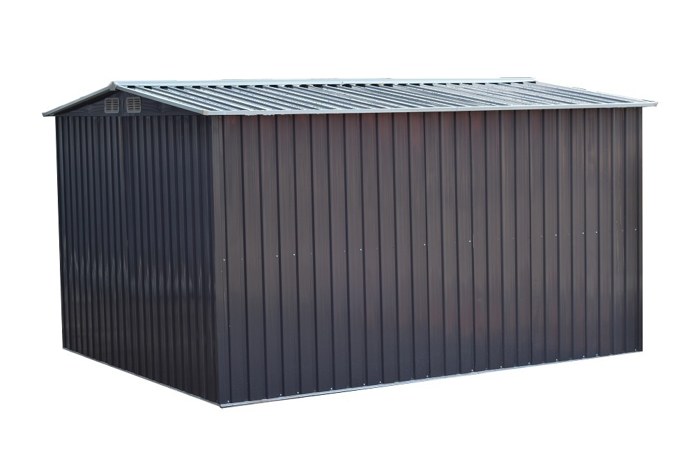 【即納】 GRESS 大型 ヨーロッパ風物置 メタルシェッド 物置小屋 倉庫 収納庫 10x8フィート チャコールカラー 2