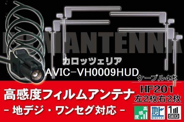 フィルムアンテナ & ケーブル コード 4本 セット カロッツェリア carrozzeria AVIC-VH0009HUD 用 HF201 コネクタ 地デジ ワンセグ フルセグ_画像1
