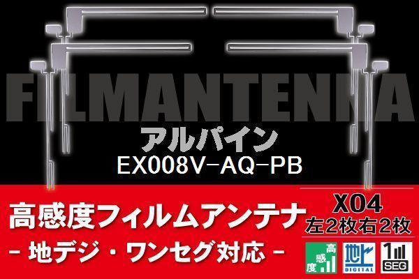 地デジ ワンセグ フルセグ フィルムアンテナ 右2枚 左2枚 4枚 セット アルパイン ALPINE 用 EX008V-AQ-PB 対応 フロントガラス_画像1